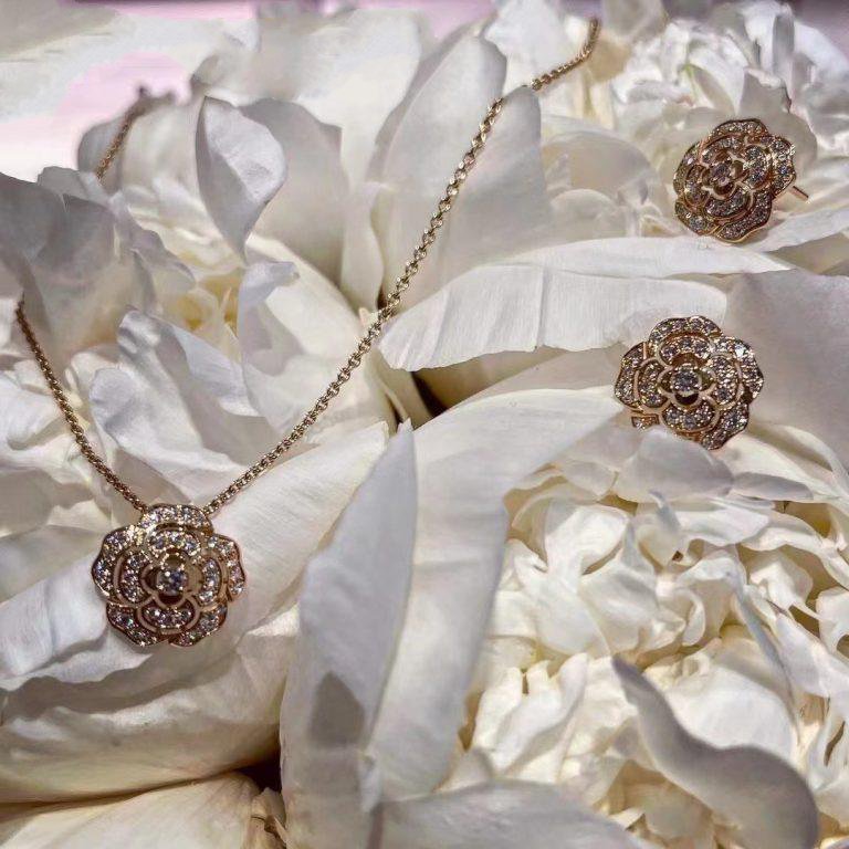 Chanel Bouton de Earrings Gold Diamond