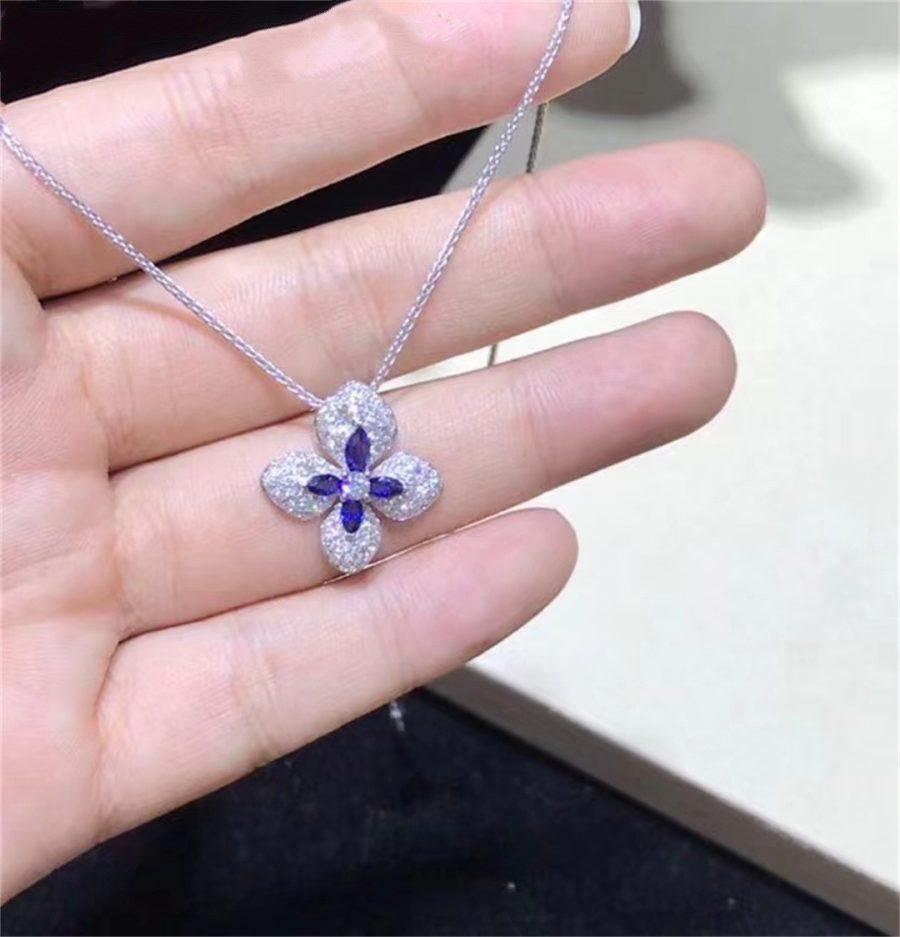 Chaumet Hortensia Necklace Agate Dark Silver Cubic Zirconia