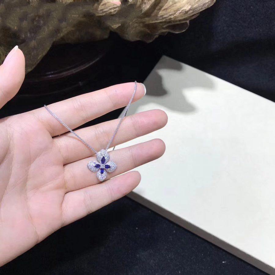 Chaumet Hortensia Necklace Agate Dark Silver Cubic Zirconia
