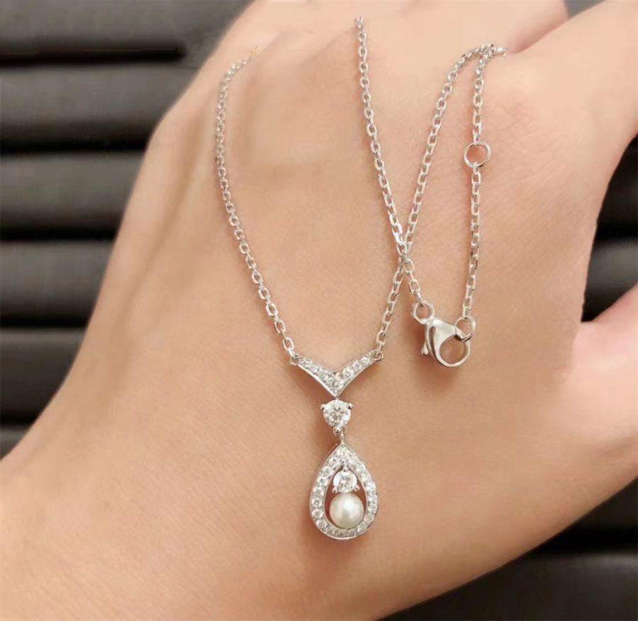 Chaumet Josephine White MOP Silver Cubic Zirconia Necklace