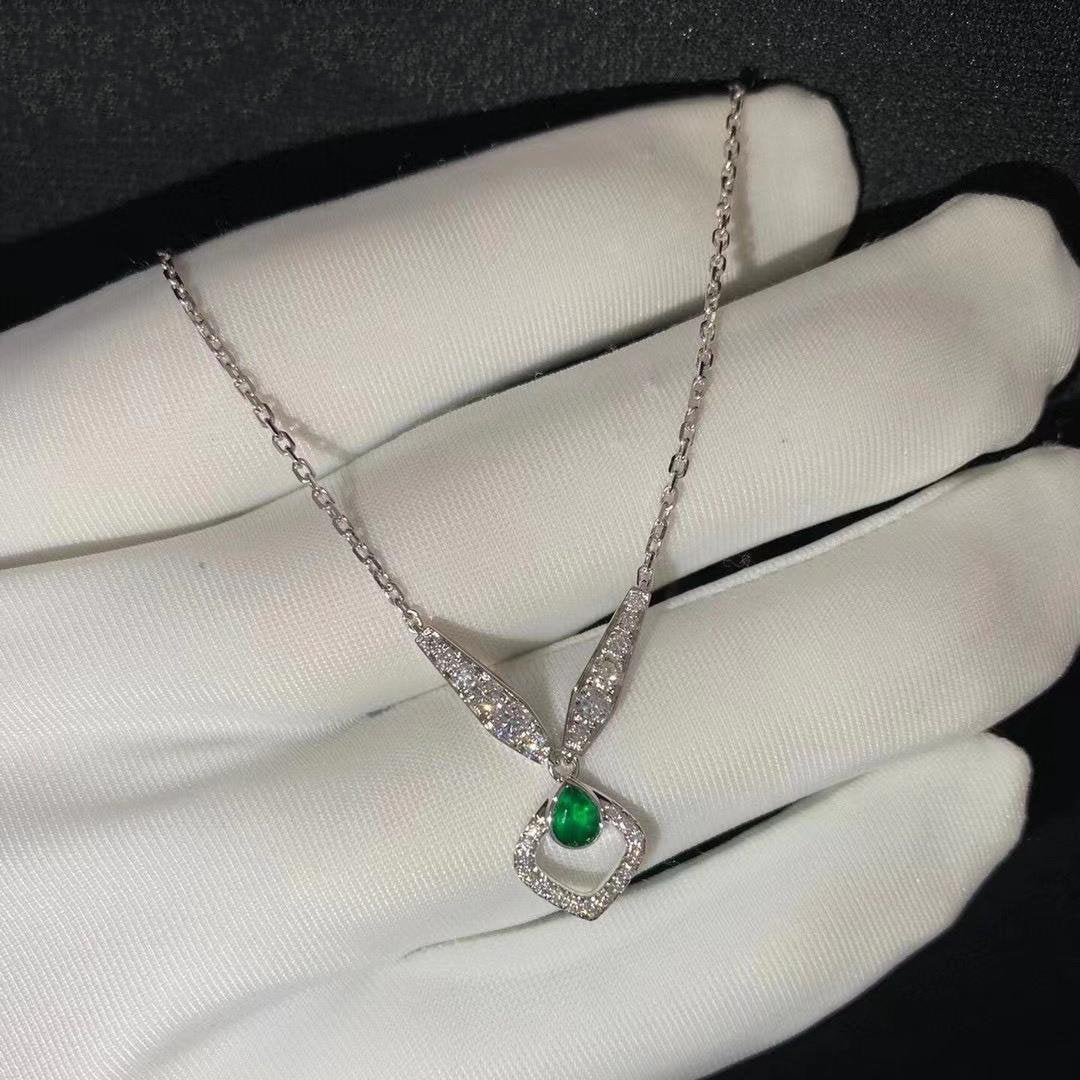 Chaumet Josephine Malachite Silver Cubic Zirconia Necklace