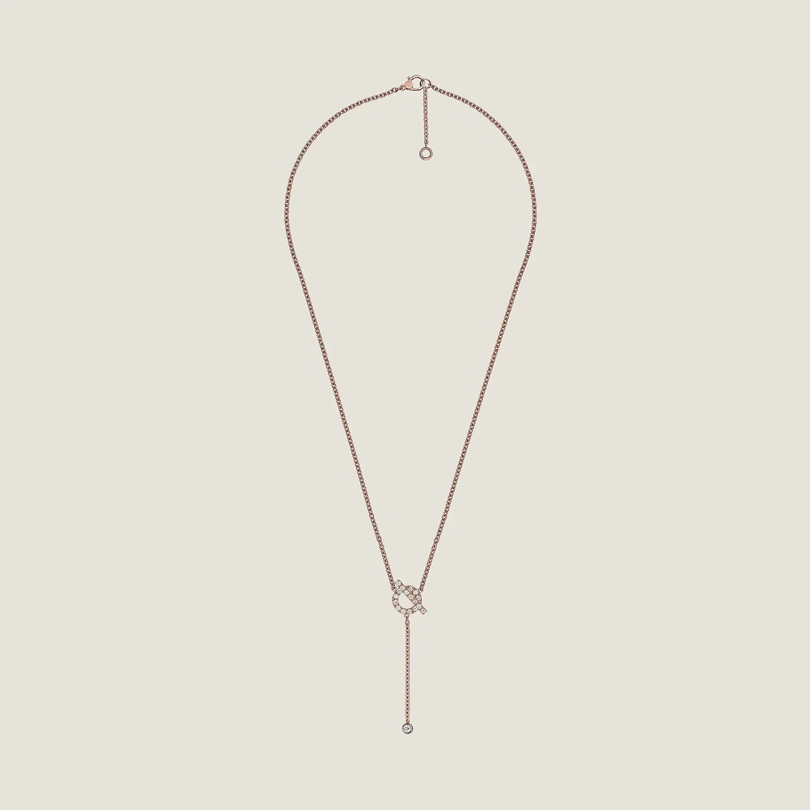 Hermes Finesse Pink Gold Cubic Zirconia Necklace