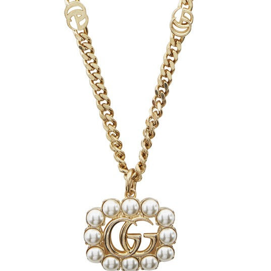 Gucci GG Double G Crystal Necklace