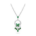Graff Butterfly Chandelier Classic Green Silver Cubic Zirconia Necklace