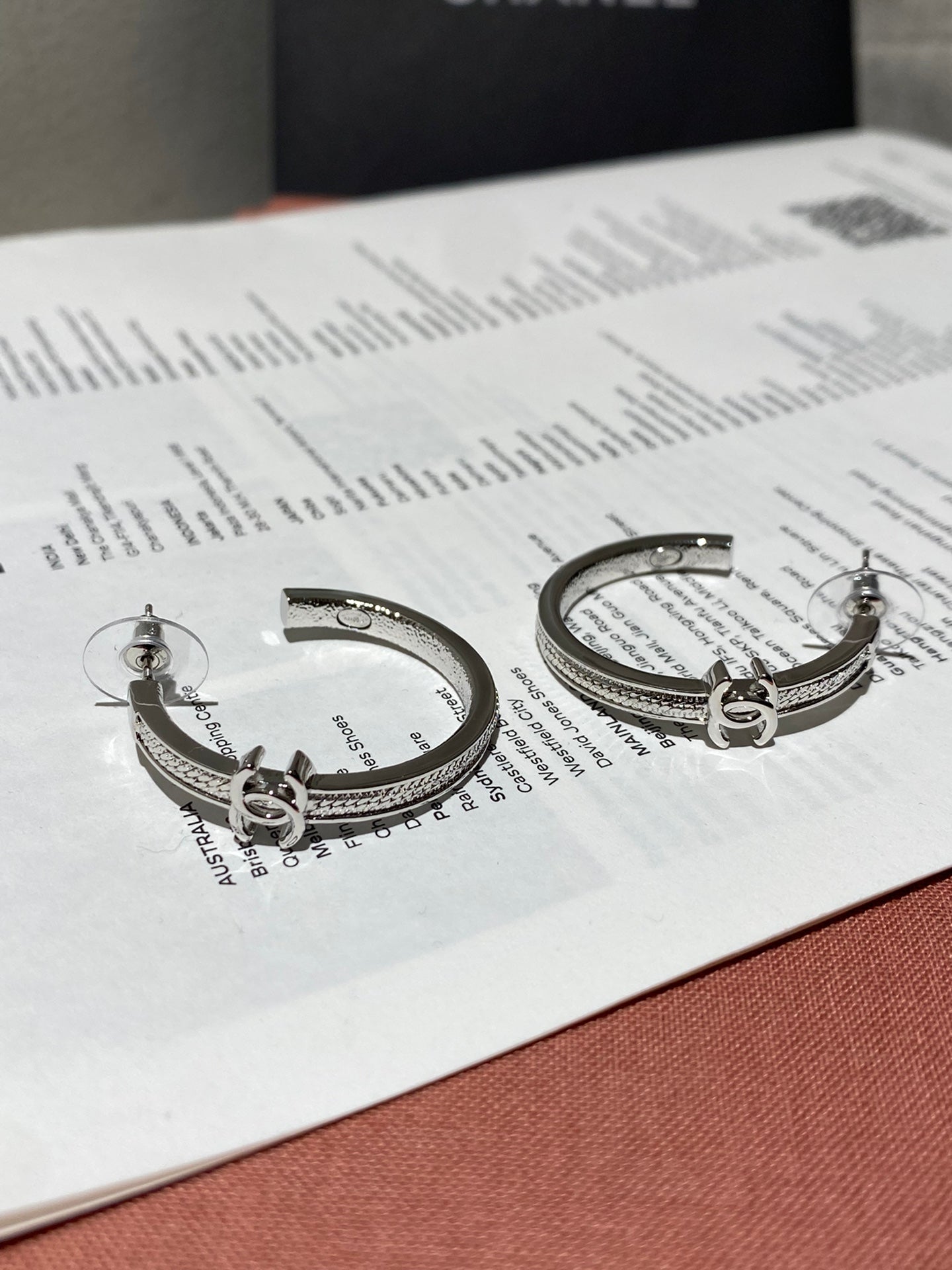 Chanel Double C Snake Bone Circular Hoop Earrings