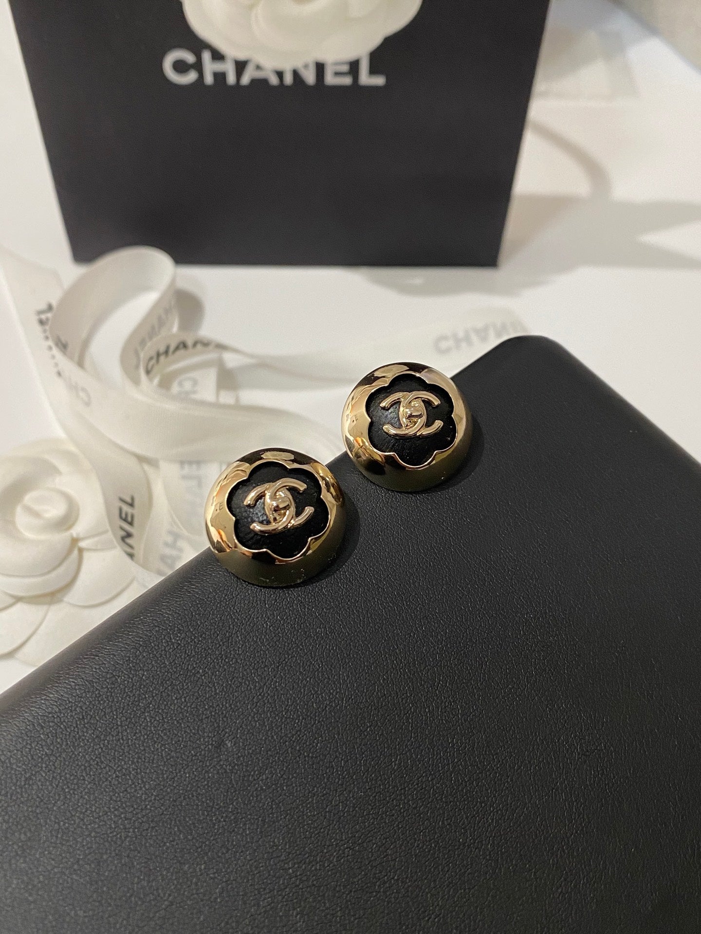 Chanel Classic White Silver Enamel Double C Earrings - Style 2