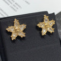 Chanel 2026 Full Diamond Double C Gold Five-Pointed Star Stud Earrings