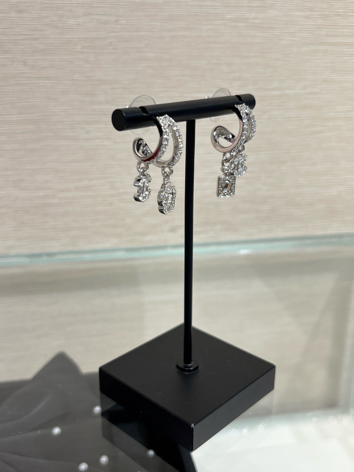 Chanel Silver Asymmetrical Earrings