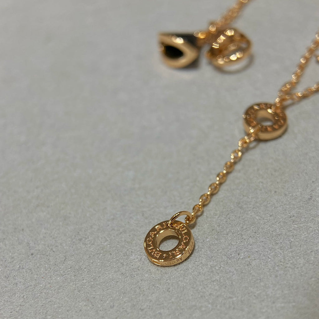Bvlgari 4 Motif MOP Gold Double Chain Bracelet