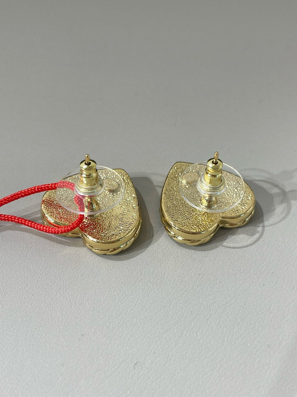 Chanel 24P Heart Blue Denim Stud Earrings