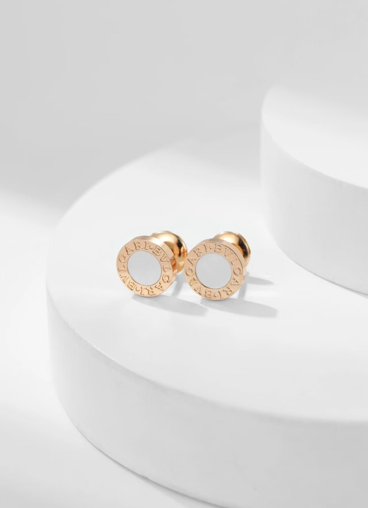 Bvlgari Pink Gold Stud Earrings