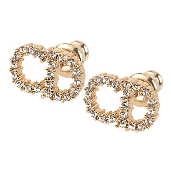 Dior CD Drop Earrings Gold Cubic Zirconia