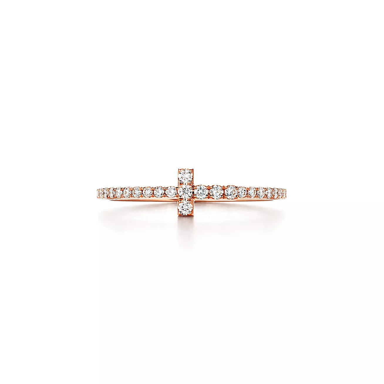 Tiffany T Ring Cubic Zirconia Pink Gold