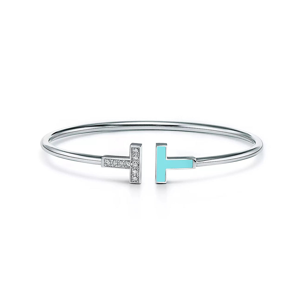 Tiffany T Bracelet 1.8MM Turquoise Diamond Pink Gold