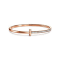 Tiffany Narrow T1 Hinged Bangle Cubic Zirconia Pink Gold