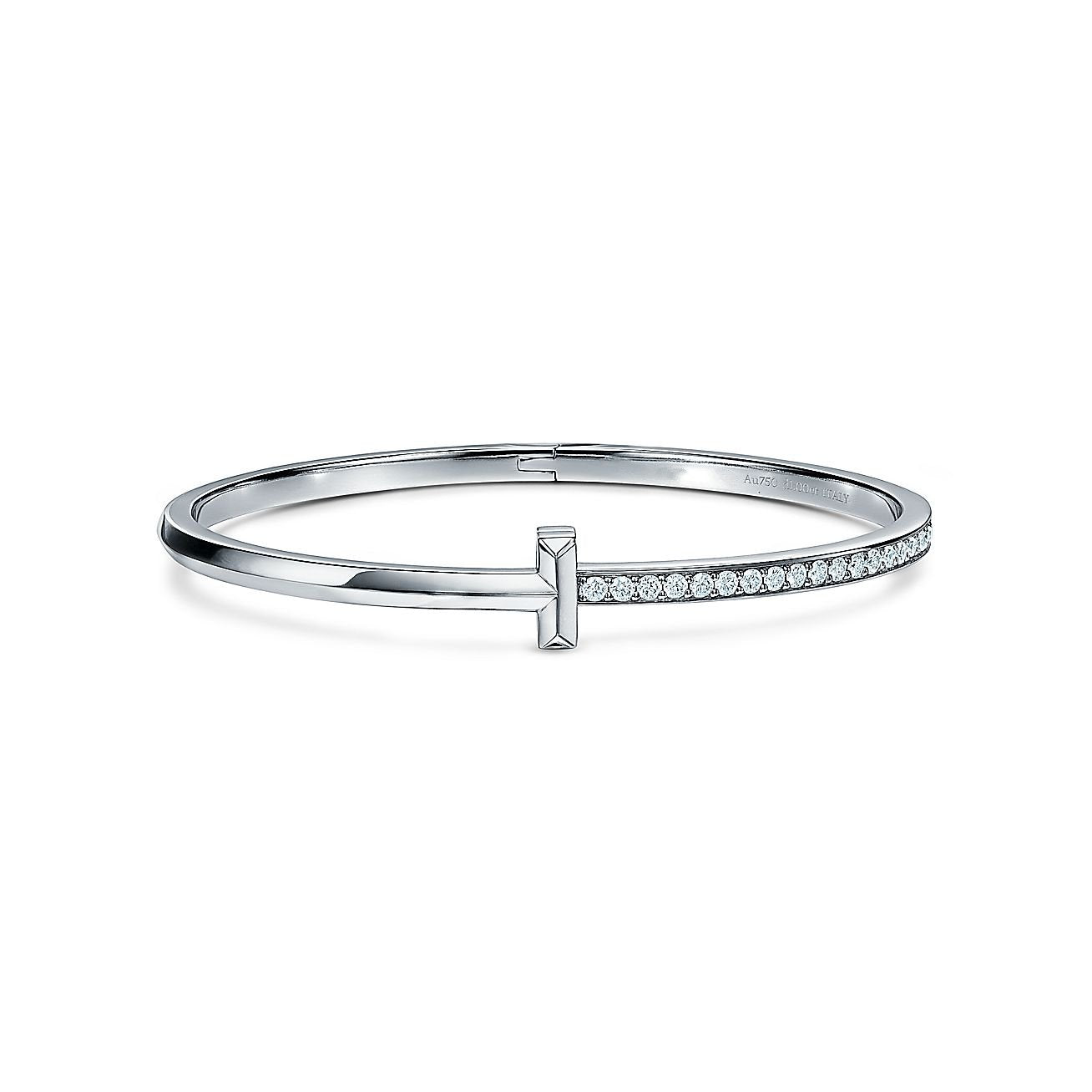 Tiffany Narrow T1 Hinged Bangle Cubic Zirconia Silver