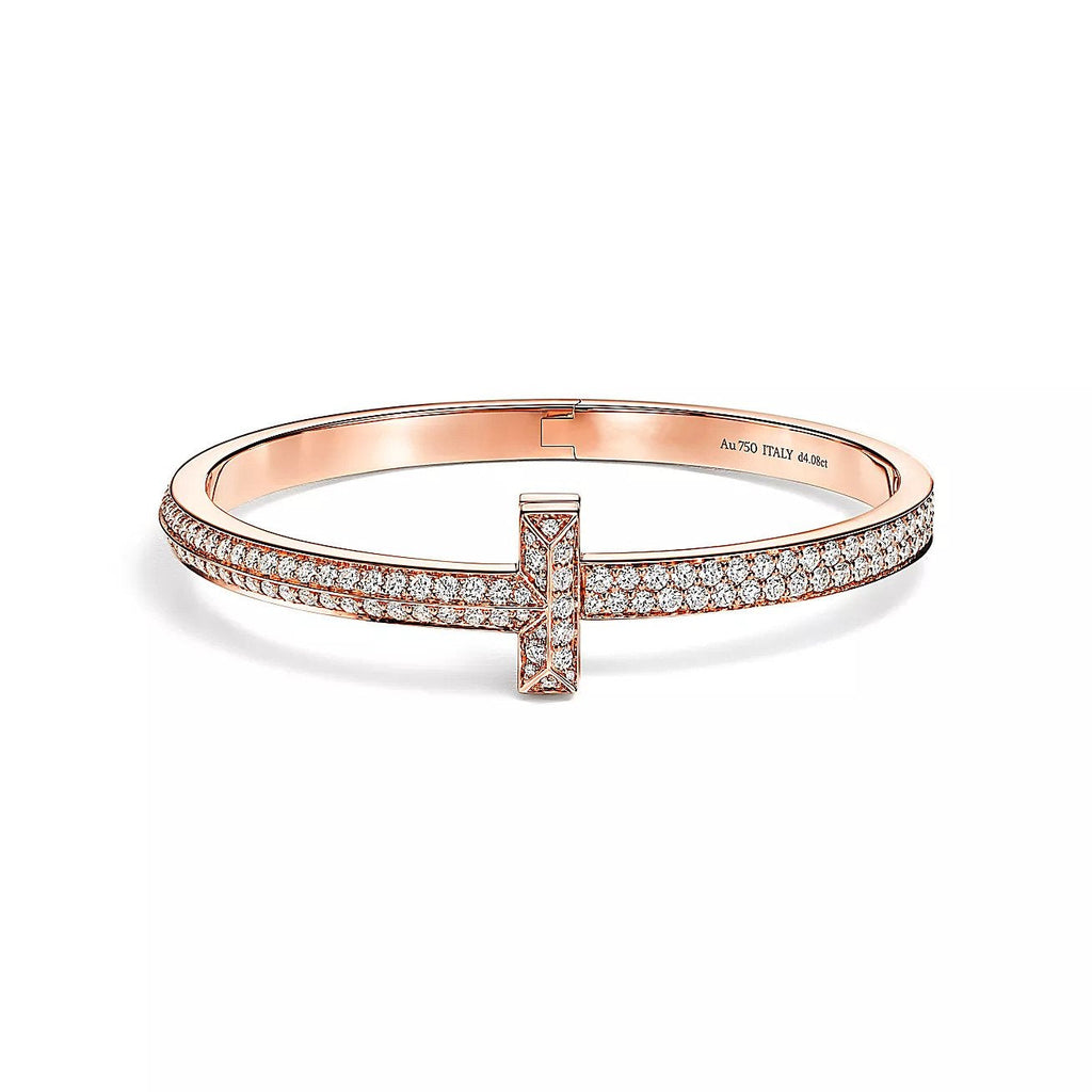 Tiffany T1 Wide Hinged Bangle Cubic Zirconia Paved Bracelet