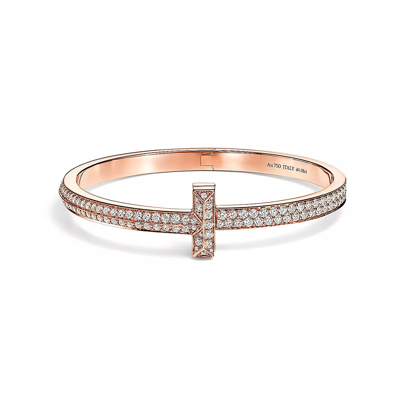 Tiffany T1 Wide Hinged Bangle Cubic Zirconia Paved Bracelet