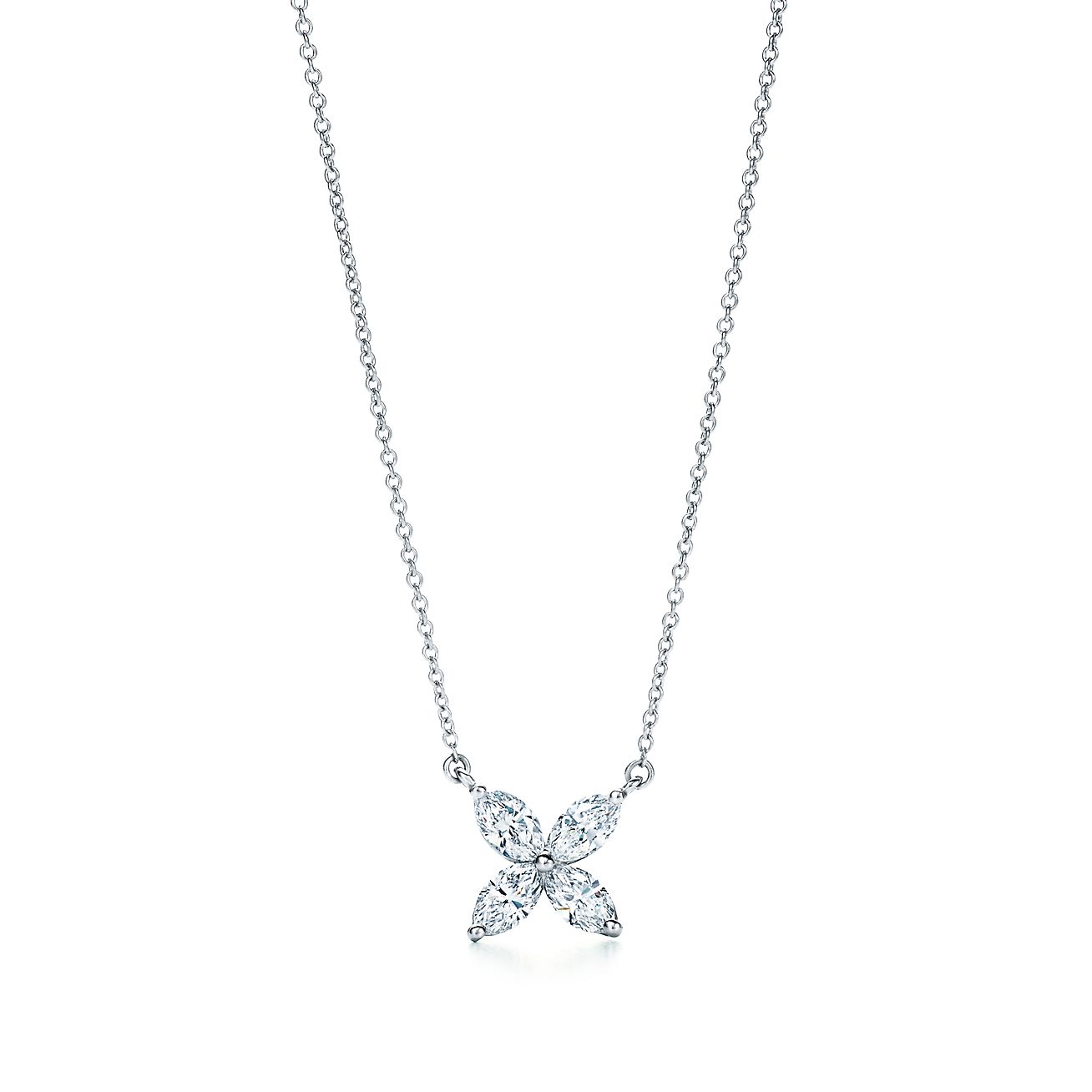 Tiffany Platinum and Cubic Zirconia Victoria Pendant Necklace
