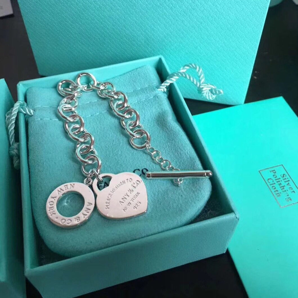 Tiffany Love Heart Pin Buckle Return to Tif Silver Bracelet