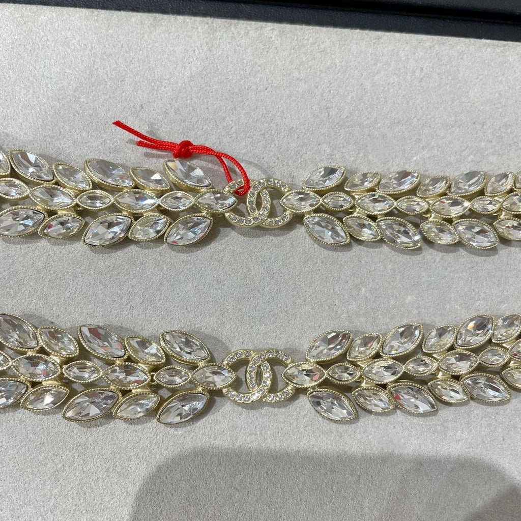 Chanel Double C Small Fragrant Wheat Ear Gold Cubic Zirconia Necklace