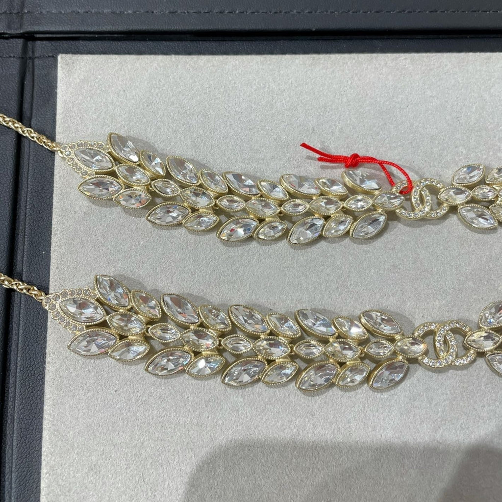 Chanel Double C Small Fragrant Wheat Ear Gold Cubic Zirconia Necklace