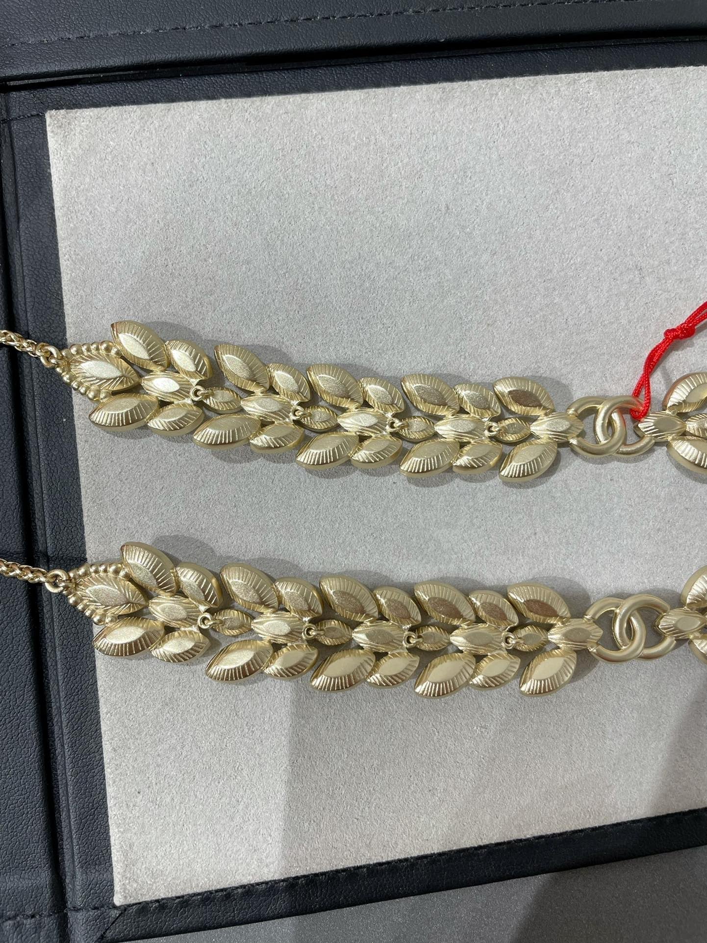 Chanel Double C Small Fragrant Wheat Ear Gold Cubic Zirconia Necklace