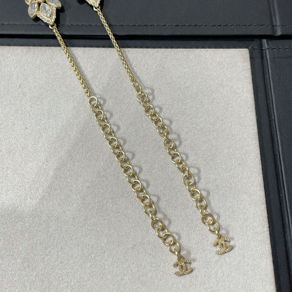 Chanel Double C Small Fragrant Wheat Ear Gold Cubic Zirconia Necklace